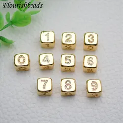 18k Gold Plated Square Beads Pendant Cube for DIY Bracelet Loose Beads Accessories Spacer Beads