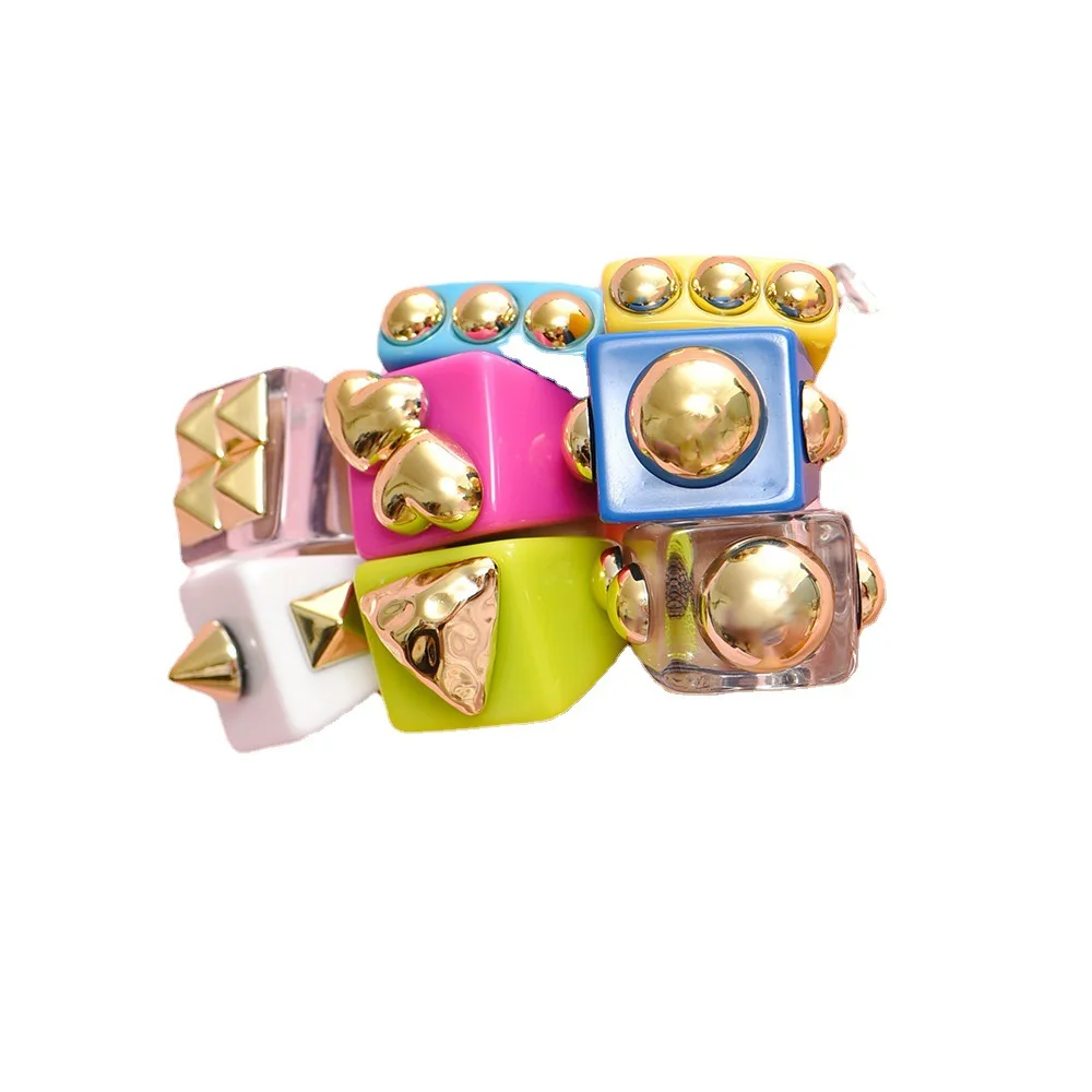 New Trendy Kids Cute Colorful Candy Transparent Handmade Resin Plastic Acrylic Finger Ring/