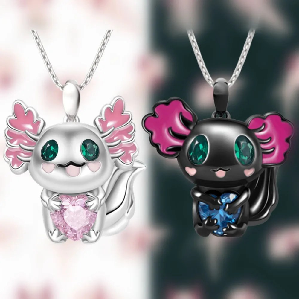 Fashion Personalised Cartoon Big Eyes Embrace Love Little Dragon Lady Pendant Necklace Kids