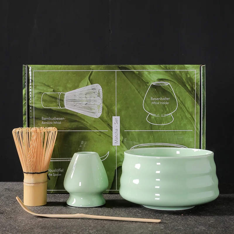 Bambus Japanese Modern Tea Kit Whisk Chasen Bamboo Custom Logo Pink Box Vintage Matcha Whisk Tea Set With Spout Set
