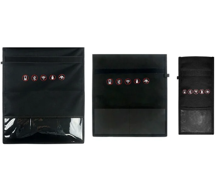 Solid Polyester Organizer Pouch GPS RFID Signal Blocking Shielding Faraday Bag Phone Tablet Car Keys Foldable Stylish Business