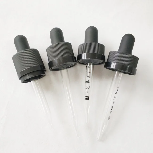 18mm 20mm 22mm Neck Child Resistant Plastic Pipette Droppers with Screw Cap for boston round bottle dropper bottle