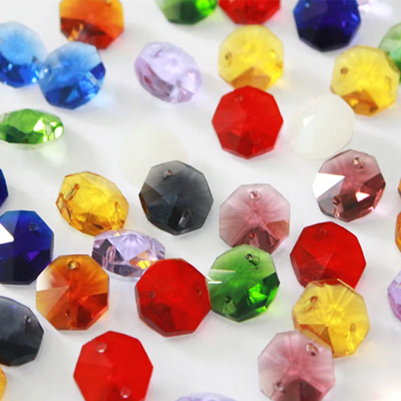 Honor of Crystal 14mm Transparent Crystal Chandelier Beads Prism Diamond Cut Chandelier Crystal Octagon Beads Accessories