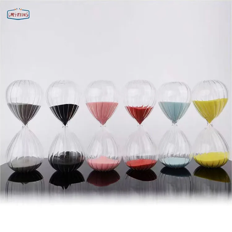 5min 15min 30min Vertical Stripe Glass Hourglass Sand Timer For Home Office Decoration