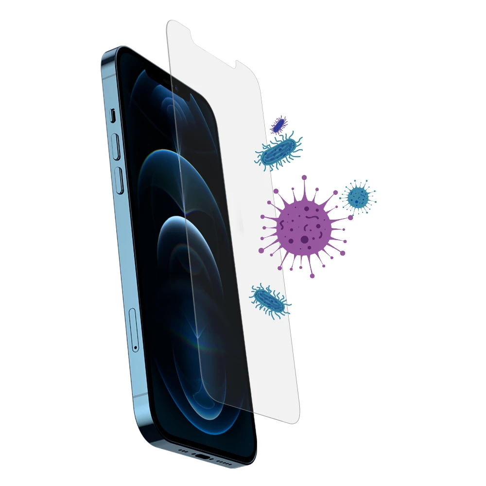 No bubble anti-microbial tempered glass film antibacterial screen protector for iPhone 12 12 Pro 12 Pro Max 12 Mini