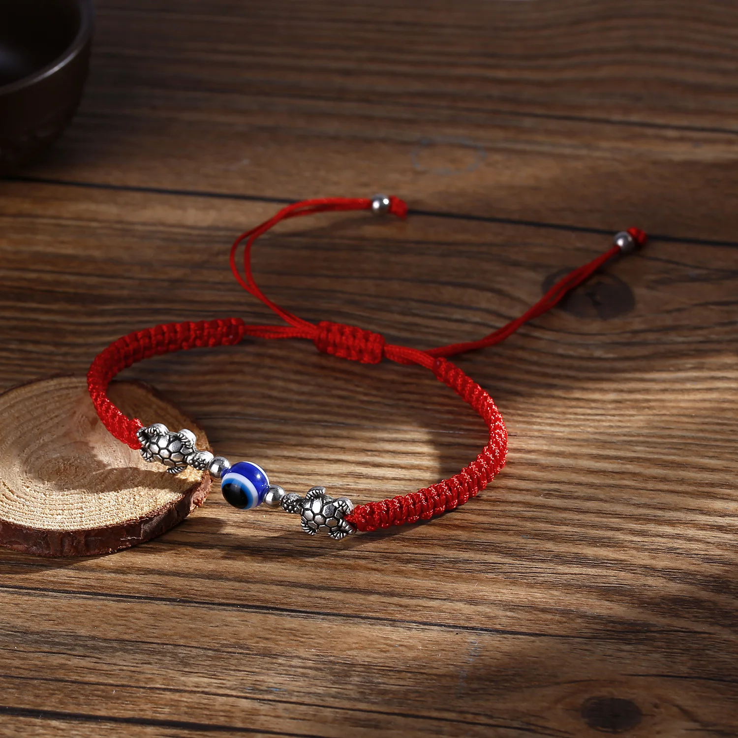 New In Eye Bead Braided Bracelet Lucky Red Black Line Couple Chain Handmade Prayer for Men and Women Adjustable Bracelet Jewelry