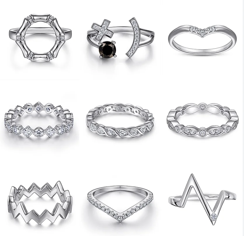 Sterling 925 Silver Jewelry Minimalistic Originality Geometric Triangle Rings sterling silver 925 jewellery