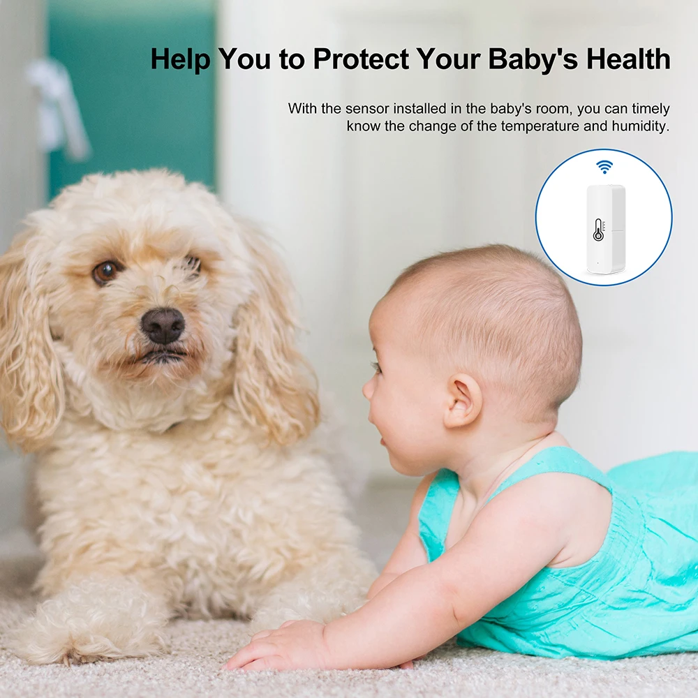 Tuya Smart APP remote monitor home Temperature humidity min WI-FI temperature and humidity sensor