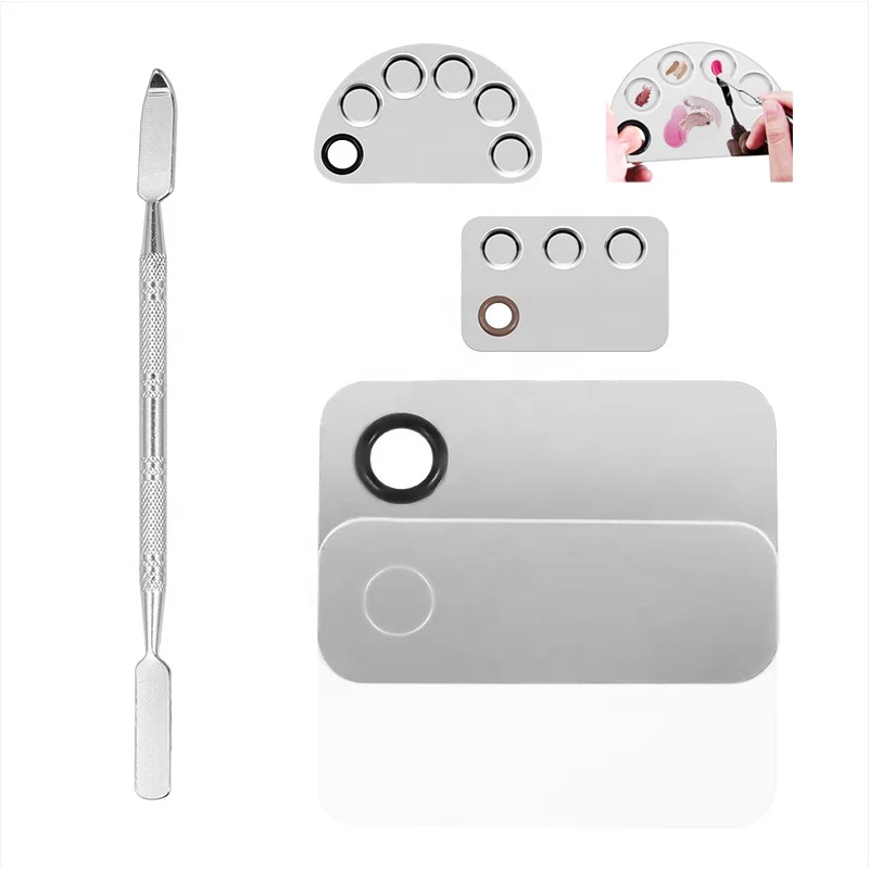 Stainless Steel Nail Paint Palettes Color Stick Semicircle Square Nail Art Color Palette Acrylic Gel Polish Drawing Color Dish