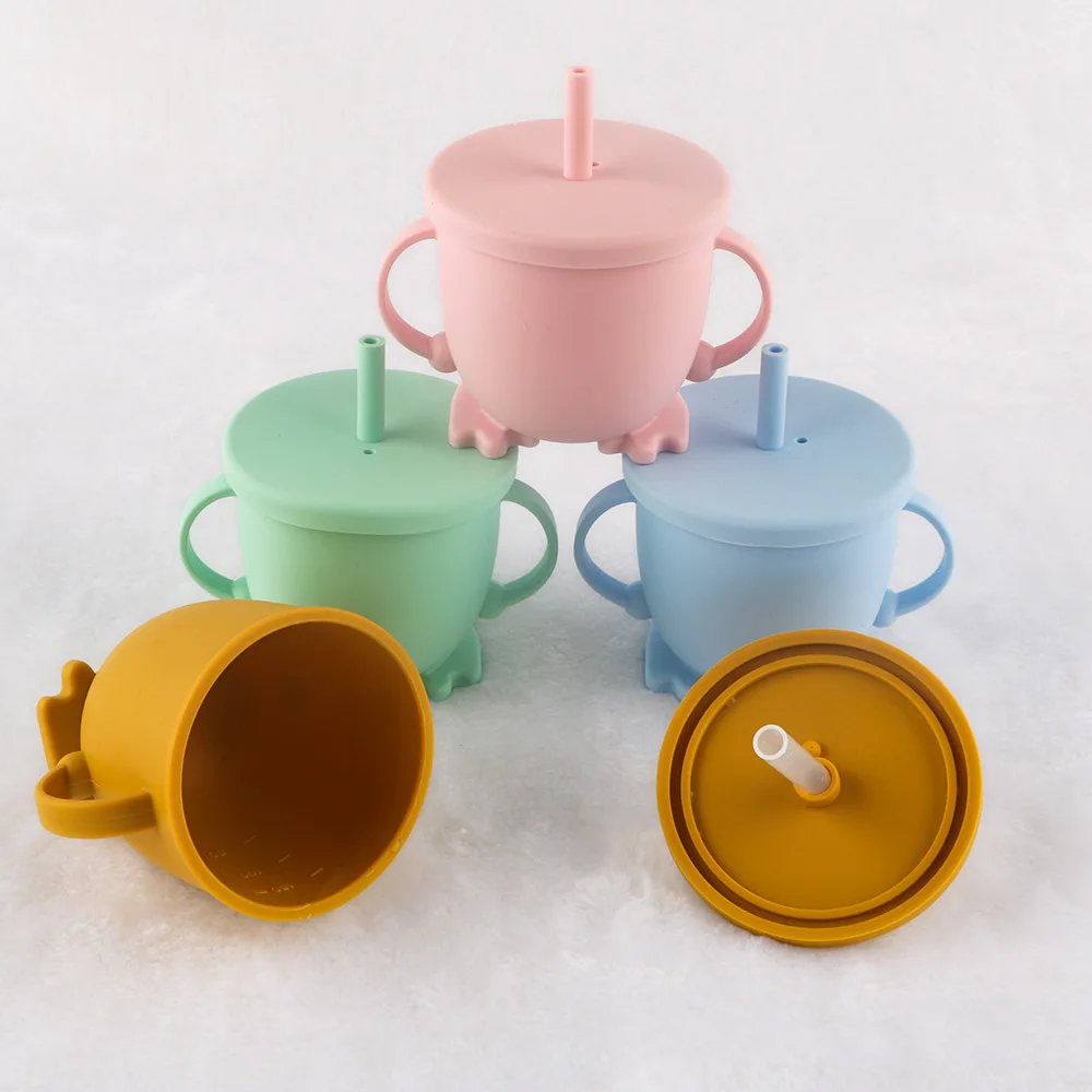 Kovict Wholesale Toddler Bottles Custom Baby Straw Cup BPA Free Silicone Food Grade Baby Cup Feeding Straw Cup
