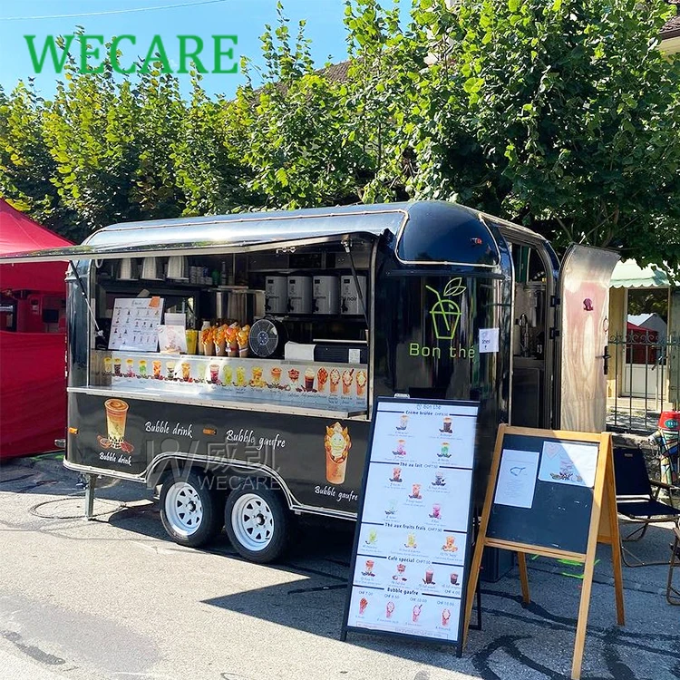 WECARE Catering Trailer Para Comidas Rapidas Hot Dog Cart Snack Food Truck Mobile Bubble Tea Juice Beer Bar Trailer for Drink
