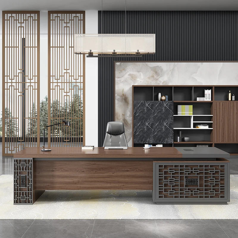 
High end office furniture MFC Board executive boss office desk l shaped Factory Design Office Table 