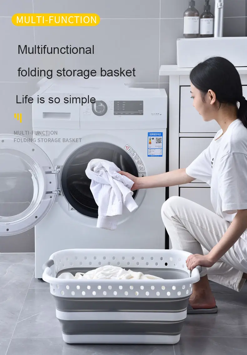 Collapsible Foldable Storage Plastic folding Laundry Basket Large capacity for Kid Adult Dirty clothes with handle