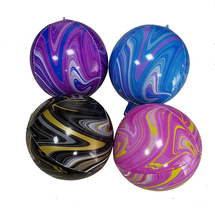 Wedding Party Event Decoration Ballons 22 Inch Helium Mylar 4D Round Marble Pattern Balloons