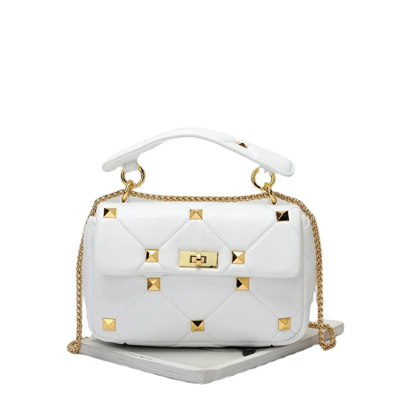 Guangzhou leather product Medium Studded revit Crossbody Real Leather ladies hand purses bag