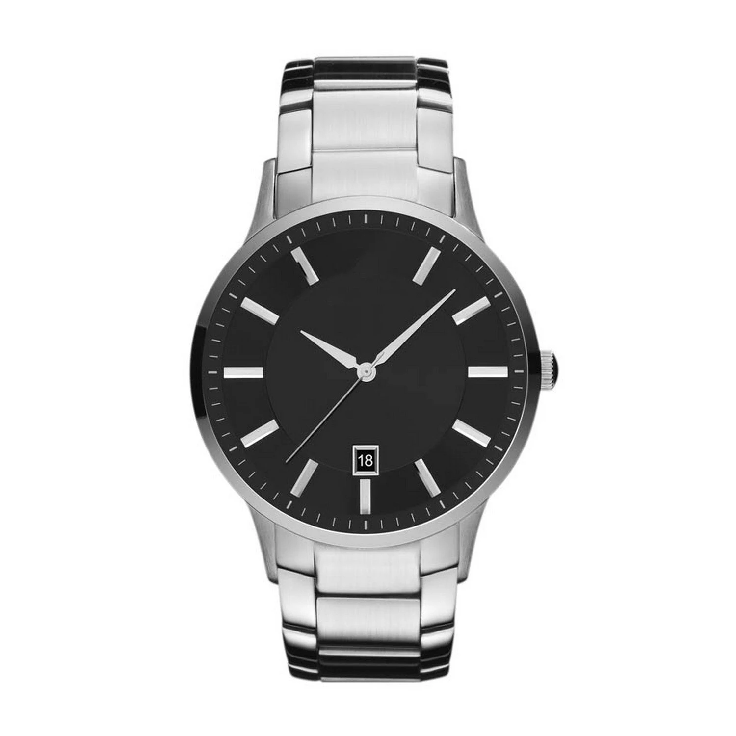 AR2457 SILVER stainless STEEL quartz watches minimalist wristwatches STRAP BLACK DIAL MEN top quality brand luxury wrist watches