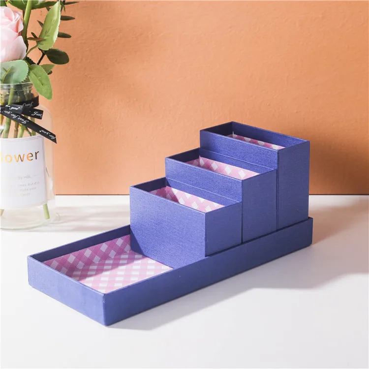 Newest design stackable gadget storage box pen holders cardboard stationery organizer office desk organizer