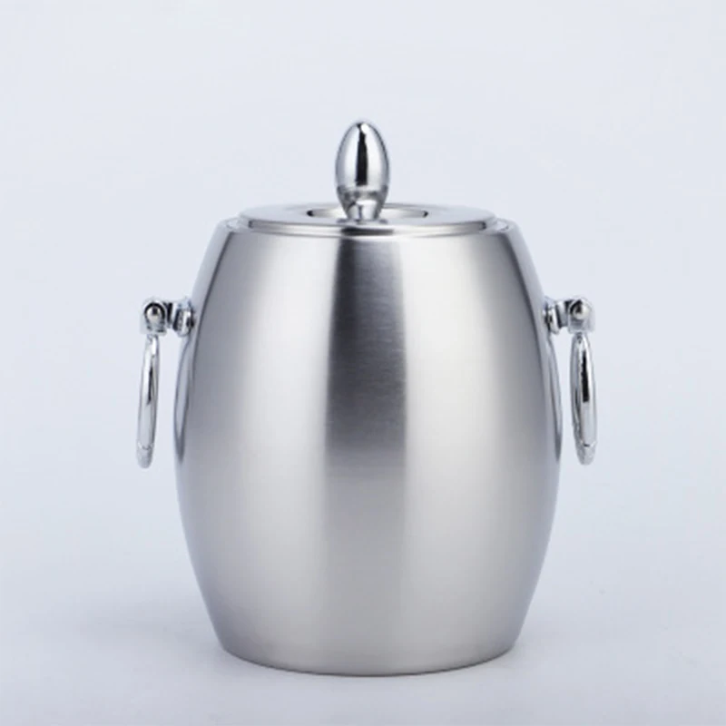 
Ice Bucket Insulated Stainless Steel Double Walled Ice Cube Container 1L 2L With Lid Whiskey Chilling Ice Cooler For Beer Wine 