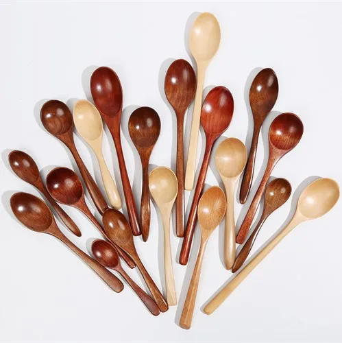 OEM Newest design eco friendly Curved handle nanmu products mini dessert tea coffee stir wooden spoon