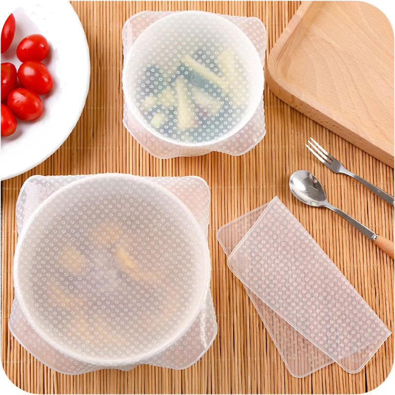 Food grade reusable elastic silicone stretch lids silicone wrap cover for food storage