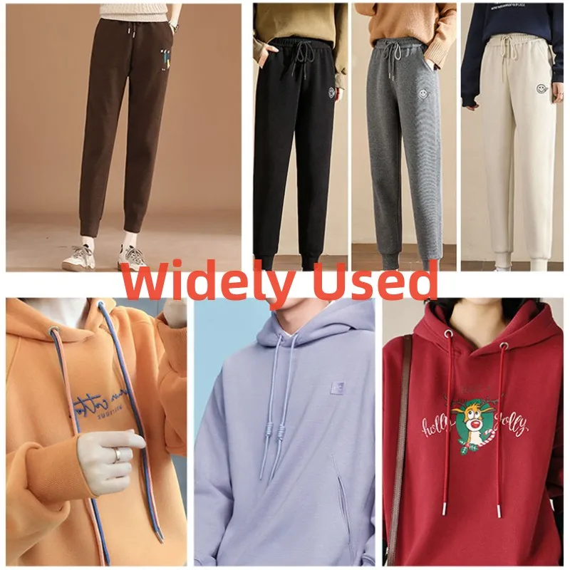 Hoodie cord pure color 12mm drawstring polyester cotton hoodie hat cording trouser drawcord rope with metal tips draw cords