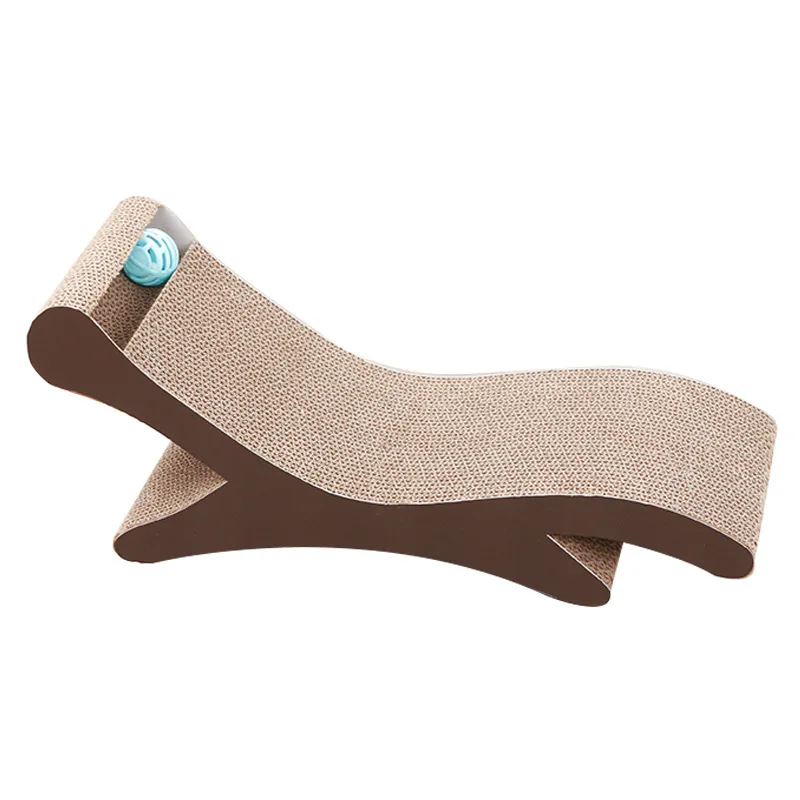 Lie chair shape cat scratcher board with bell ball cat toy pet products wholesale in stock fast delivery