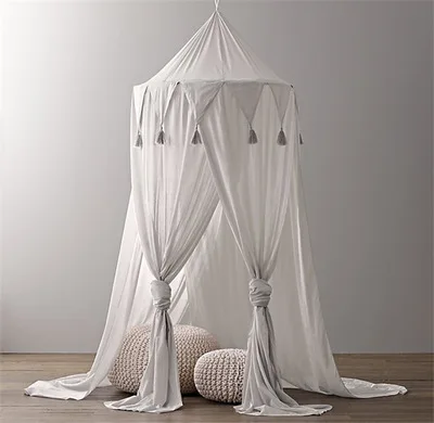 
Triangle fringe star chiffon tent of kids Light breathable baby mosquito net bed curtain for children  (1600174897126)