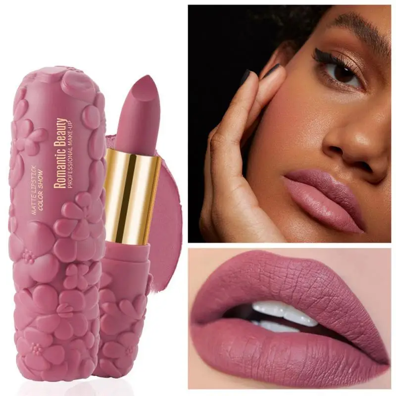 Hot 6 Color Petal-style Lipstick Matte Lipstick Lips Makeup Cosmetics Romantic Beauty Waterproof Lipstick