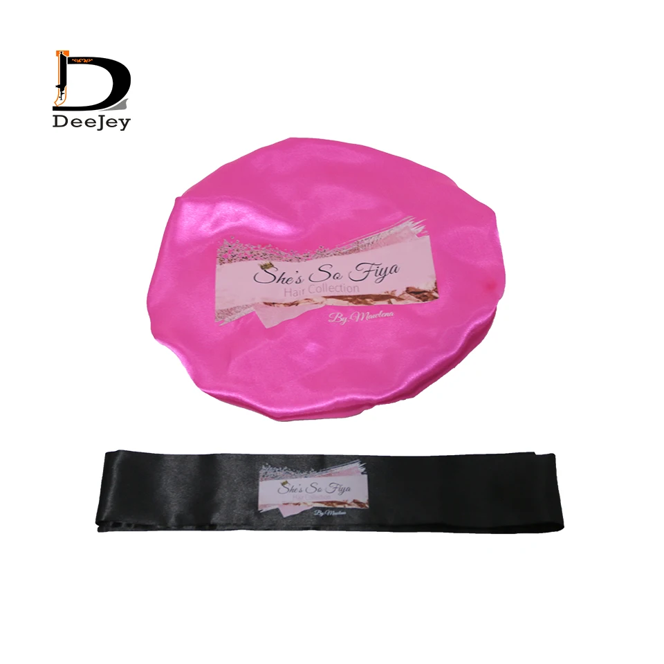 Двухслойный однотонный атласный шарф для волос с логотипом на заказ дизайнерская атласная шелковая шляпа сна окантовкой женщин