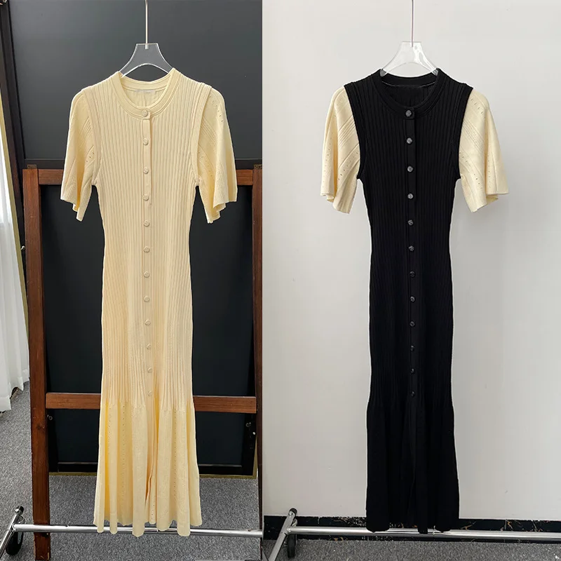 Bettergirl 2024 Custom High End New Sandro Dress French Elegant Robe Sandro Clothes Women Casual Slim Fishtail Knitted Dress