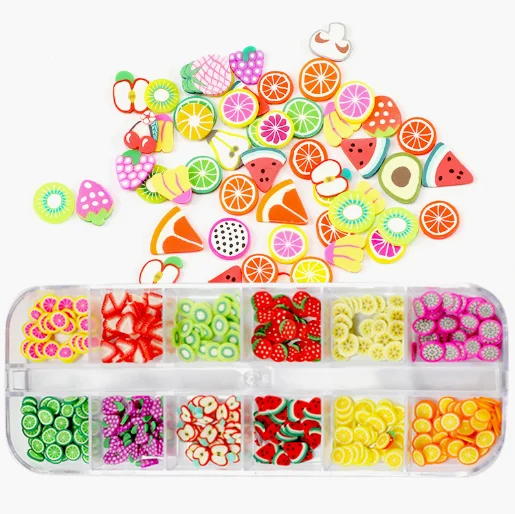 Wholesale DIY 3D Fruits Slices Polymer Clay For DIY Handmade Crafts Gifts Toys Fruits Nail Slices Stickers