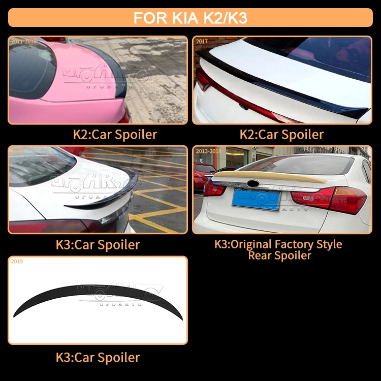 Professional Car Spoilers Factory Outlet ABS Plastic Carbon Fiber Rear Boot Lip Spoiler For Kia K2 Rio Sedan 2017+