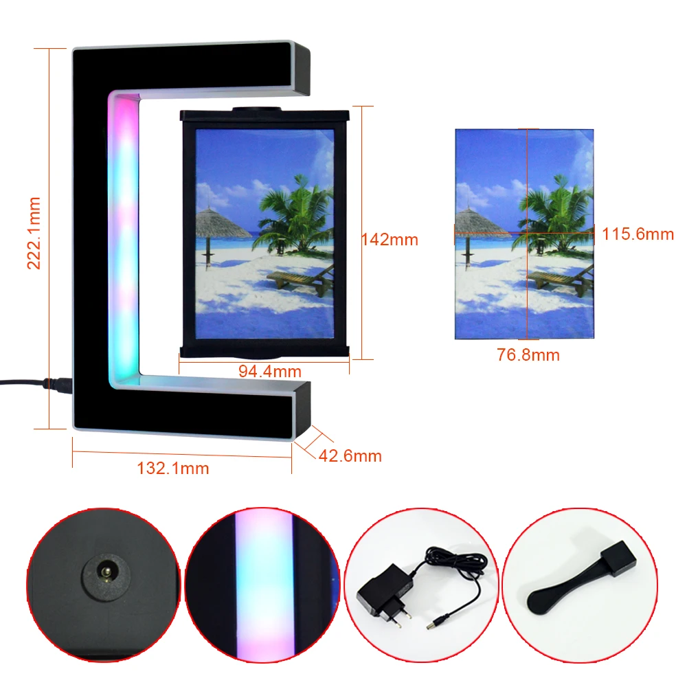 2023 New Design Double Sided Floating&Rotating Acrylic Floating Magnetic Levitation Photo Frame for Halloween