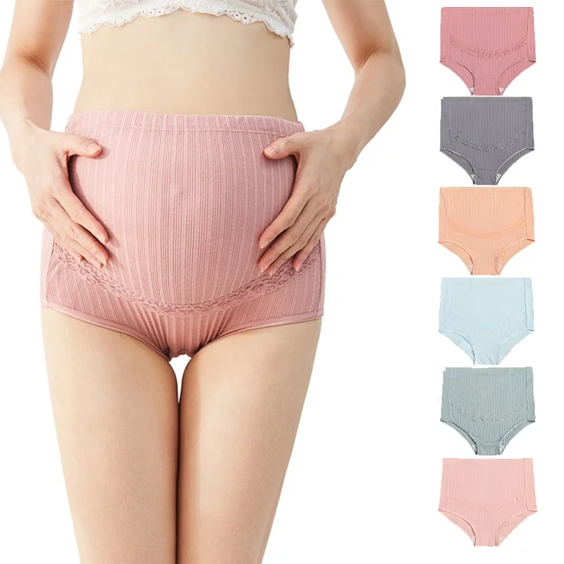 837# Adjustable High Elastic Woman Under Wear Belly Support High Waist Maternity Underwear Pregnancy Combed Cotton Ribbed