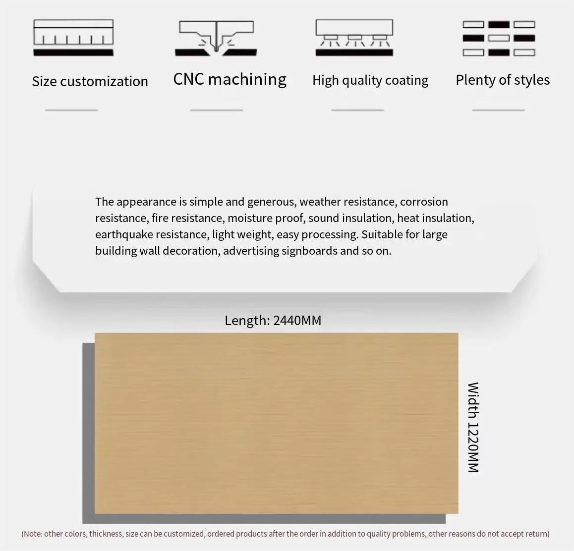 Aluminum composite panel door head bottom plate sign advertising inside and outside wall panel decorative board