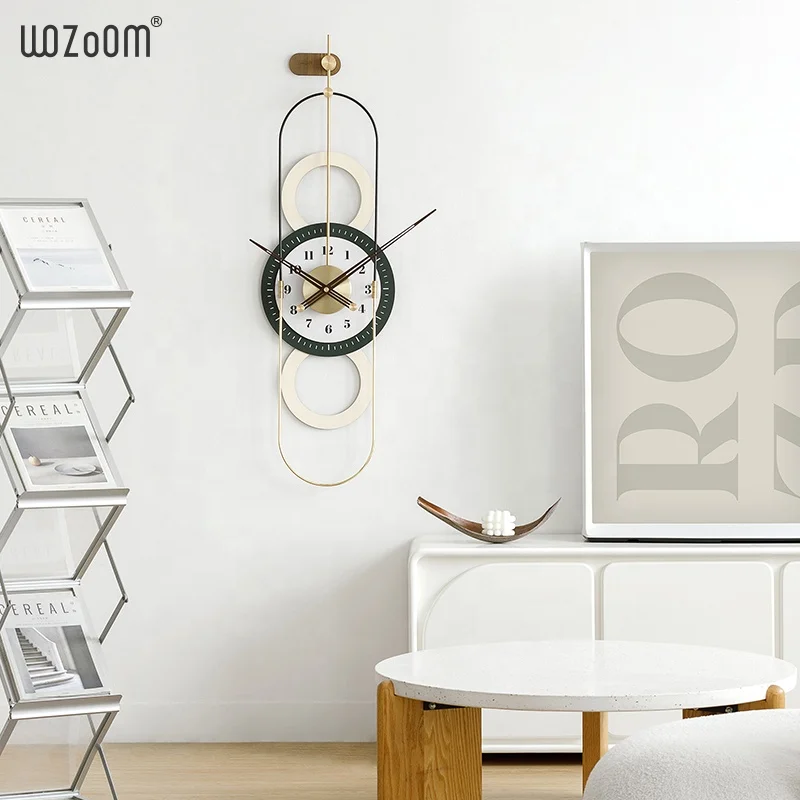 WOZOOM Design Luxury Metal Wall Clock Home Decoration Big Size Quartz Watch Minimalist Gold Wall Art Clock For Living Room