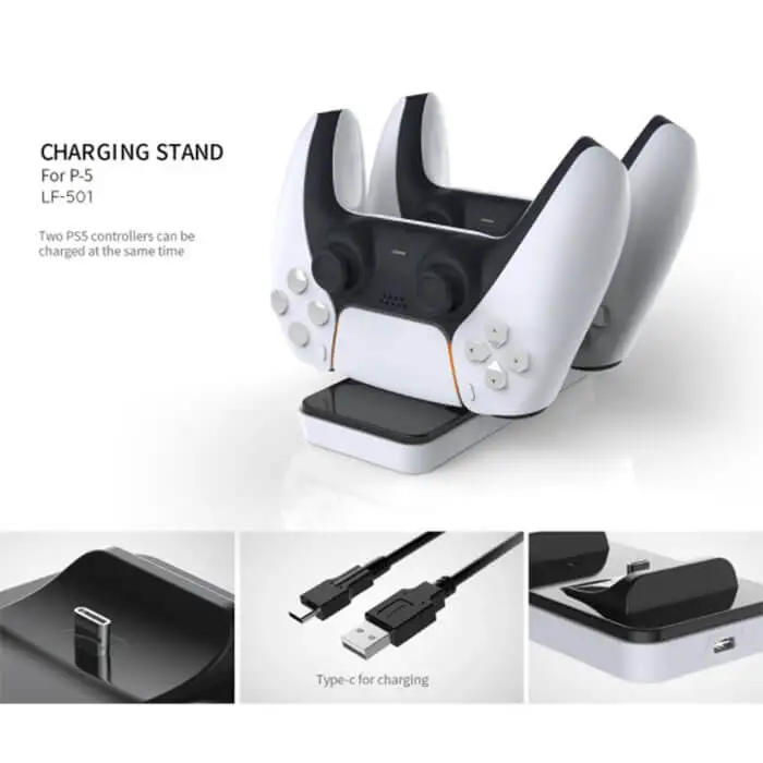 Dual USB PS5 Controller Charging Station Dock for Sony Playstation5 Controller, PS5 Controller Charger