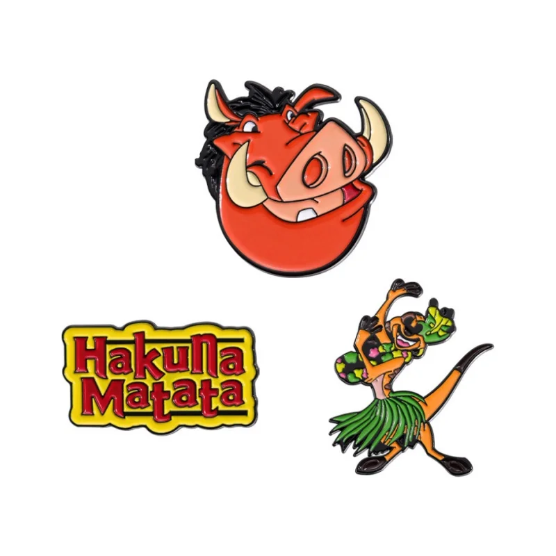 Funny USA anime cartoon dancing Lion badge Hakuna Matata pin