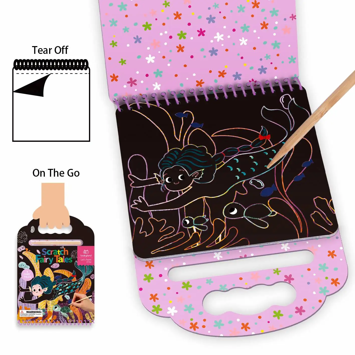 RTS Scratch-Fairy Tales Art Notes Set With Wooden Stylus Rainbow Mini Notes Scratch Magic Notes
