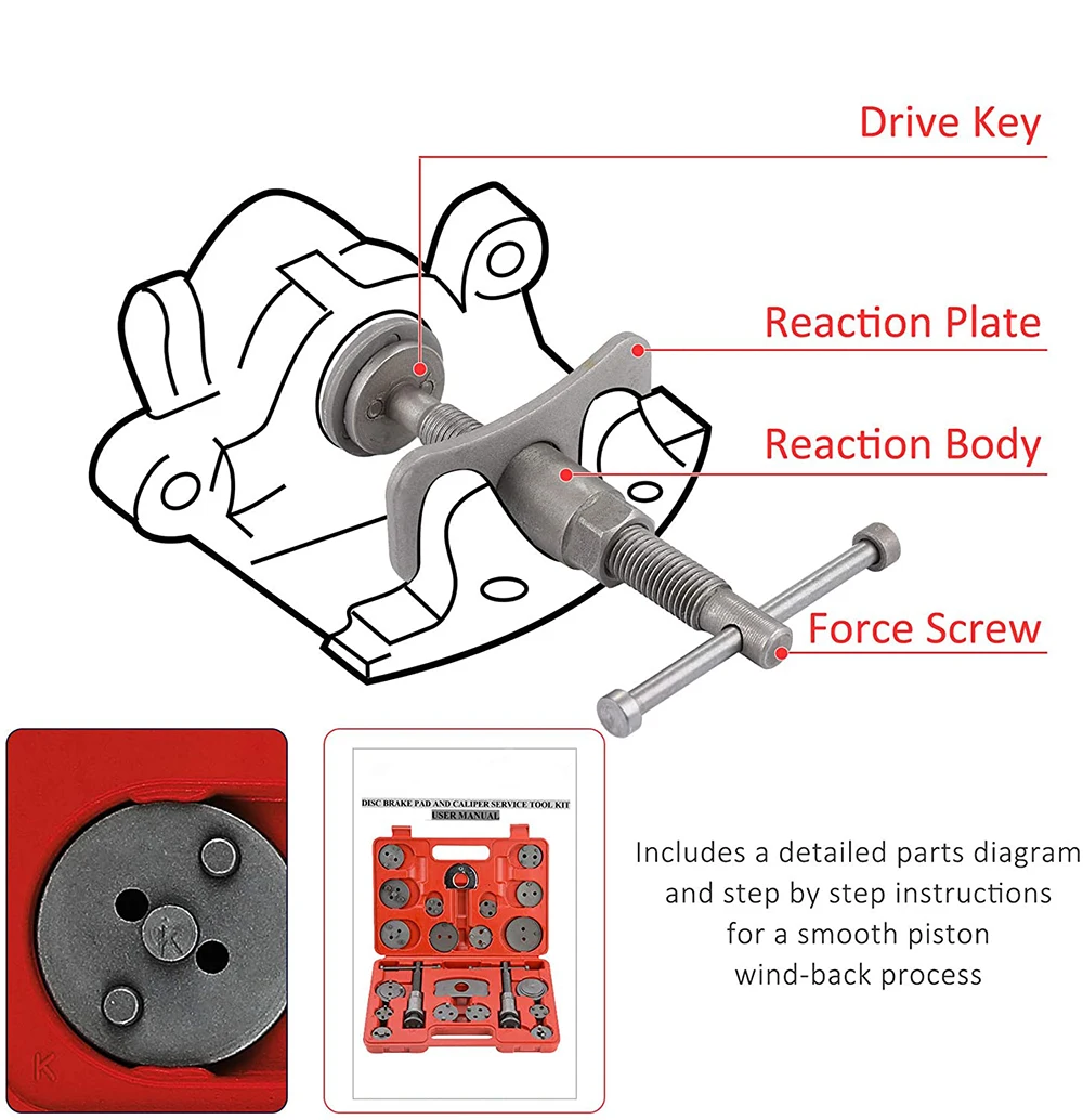 22PCs Vehicle Tools Universal Brake Caliper Piston Pad Expansion Repair Brake Kit, Other Vehicle Tools Brake Pad Tool