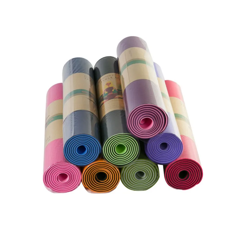 Double Layer Yoga Mat Eco Friendly Anti Slip TPE Yoga Mat Non Slip Pilates Yoga Mat for Stretching Exercise