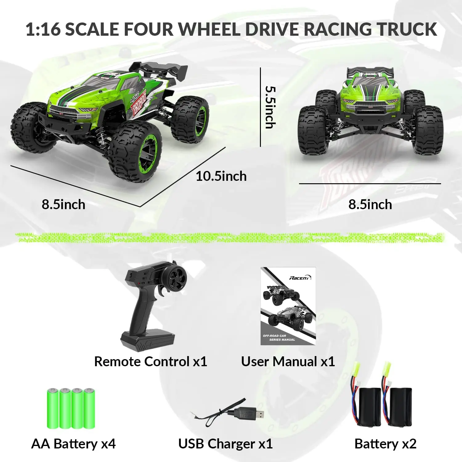 Off-Road Truck Racing Car RC Car 4WD 1/16 Scale  RTR High Speed Car Vehicle Christmas Gift