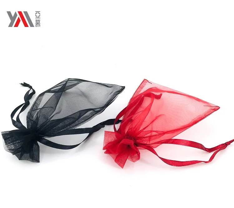 Design custom recycled small drawstring transparent gift bag Organza bag