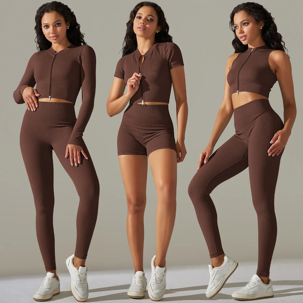 2023 Ropa Deportiva Mujer Women 6 Piece Ribbed Yoga Set Jogger Activewear Seamless Sportswear Fitness Workout Gym Sport Clothing