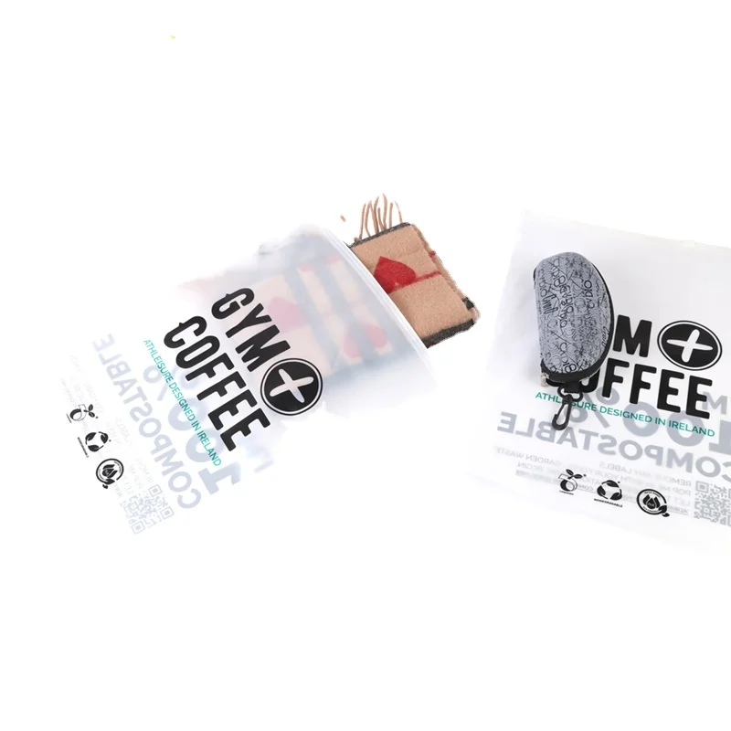 XCGS Factory X-Large Size 100% Compostable PBAT PLA Resealable Zip Bags For Clothing Packaging Instead of Plastic Bag