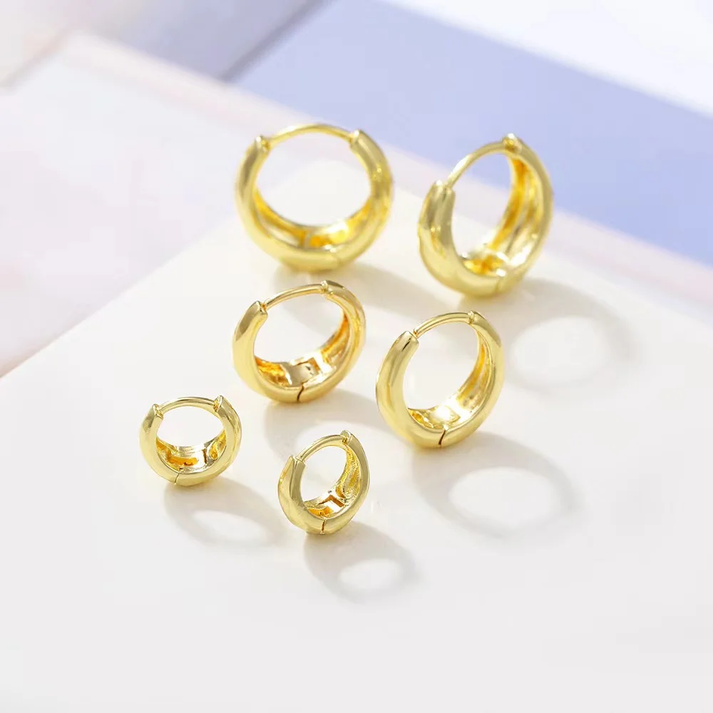 Round Multi-piece Set Of Earrings European And American Versatile Simple Copper Gold-Plated Earrings In Stock