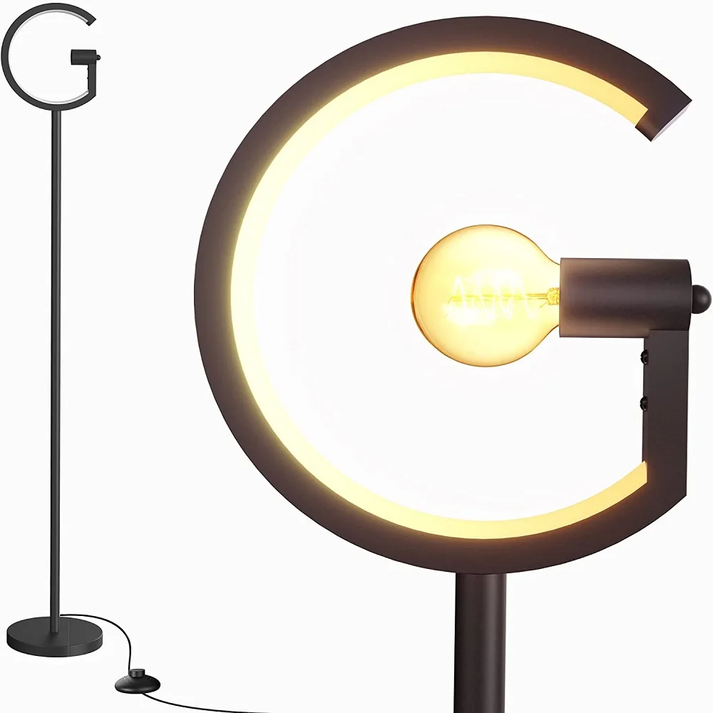 Industrial Standing Lamp with G-shaped Design LED Floor Light E26 Socket Floor Lamp