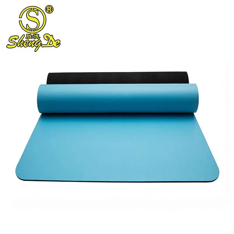 2024 Blue Exercise Printable 4mm Thick Padded Heavy Anti Slip Pu Natural Rubber Yoga Mat with Pad