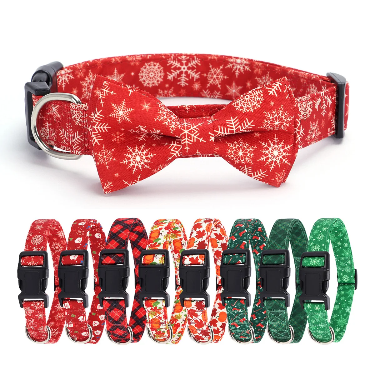 Wholesale Custom Dog Collar Pumpkin Maple Leaf Adjustable Plastic Buckle Christmas Detachable Bow Tie Pet Dog Collar with Logo