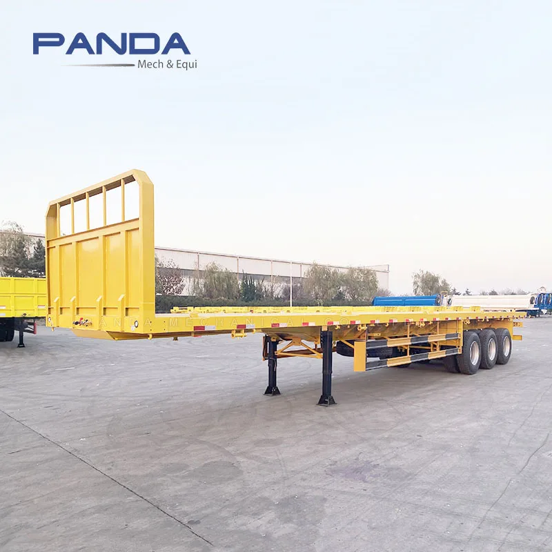 commercial truck trailers Triple axle 40ft 48ft 48 feet load capacity 60ton to 80 tons flatbed lumber truck trailer for sale